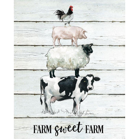 Farm Sweet Farm Black Modern Wood Framed Art Print with Double Matting by Robinson, Carol