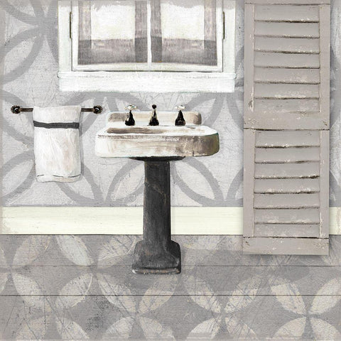 Grey Bath II White Modern Wood Framed Art Print by Robinson, Carol