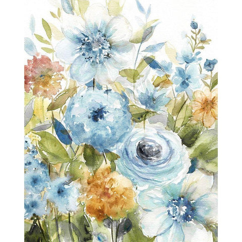 Jardin de Azul White Modern Wood Framed Art Print by Robinson, Carol