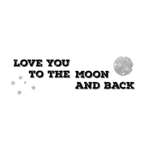 To the Moon and Back Black Modern Wood Framed Art Print with Double Matting by CAD Designs