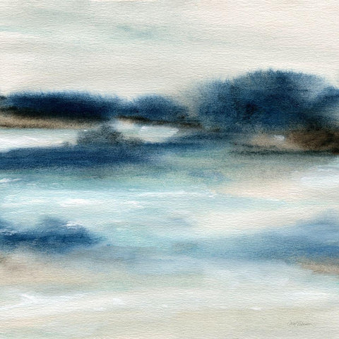 By the Bay II White Modern Wood Framed Art Print with Double Matting by Robinson, Carol