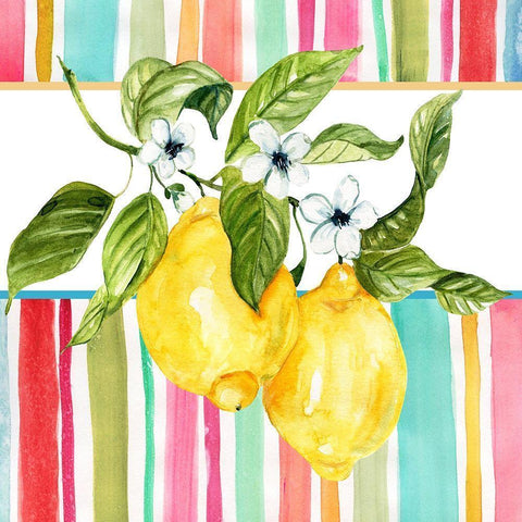 Summer Lemons I Black Modern Wood Framed Art Print by Robinson, Carol