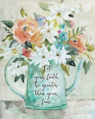 Daisy Pitcher Bouquet White Modern Wood Framed Art Print with Double Matting by Robinson, Carol