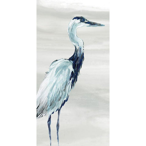 By the Sea Crane I Black Modern Wood Framed Art Print with Double Matting by Robinson, Carol