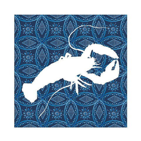 Sea Patterned Lobster White Modern Wood Framed Art Print by Robinson, Carol