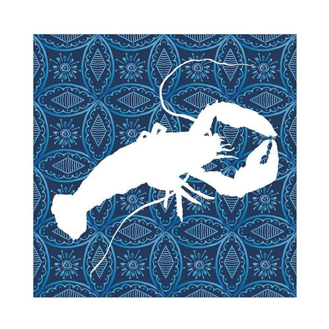 Sea Patterned Lobster Black Ornate Wood Framed Art Print with Double Matting by Robinson, Carol