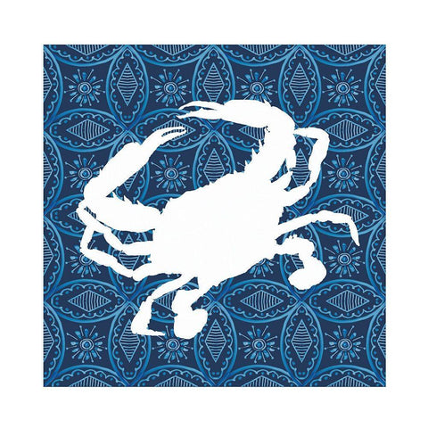 Sea Patterned Crab White Modern Wood Framed Art Print with Double Matting by Robinson, Carol