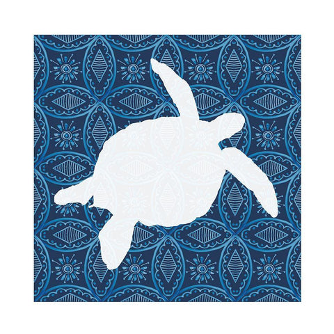 Sea Patterned Turtle Black Modern Wood Framed Art Print by Robinson, Carol