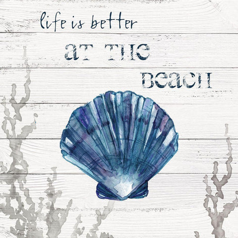 Better at the Beach White Modern Wood Framed Art Print with Double Matting by Robinson, Carol