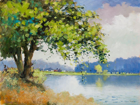 Fall Day II White Modern Wood Framed Art Print with Double Matting by Orme, E. Anthony