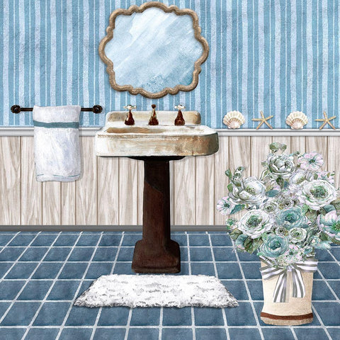 Teal Sink Black Modern Wood Framed Art Print with Double Matting by Robinson, Carol