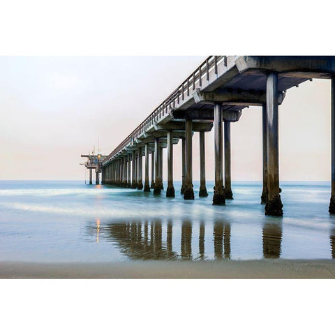 Scripps Sunset Black Modern Wood Framed Art Print with Double Matting by Hawkins, Peter