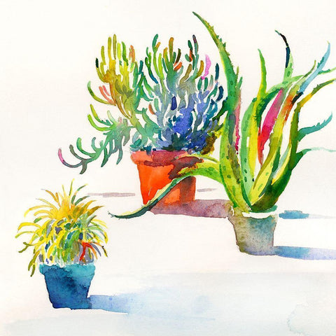 Succulent Trio II Gold Ornate Wood Framed Art Print with Double Matting by Troise Heidel, Theresa