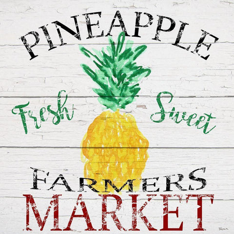 Farmers Market Pineapple Black Modern Wood Framed Art Print with Double Matting by Craven, Katrina