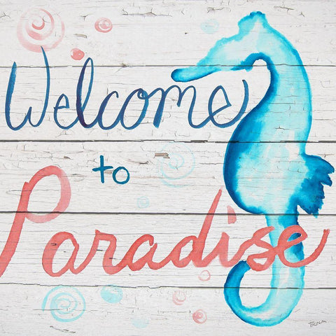 Welcome to Paradise White Modern Wood Framed Art Print by Craven, Katrina