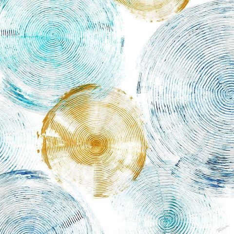 Circle Honey Blues I White Modern Wood Framed Art Print by Craven, Katrina