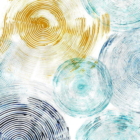 Circle Honey Blues II Gold Ornate Wood Framed Art Print with Double Matting by Craven, Katrina
