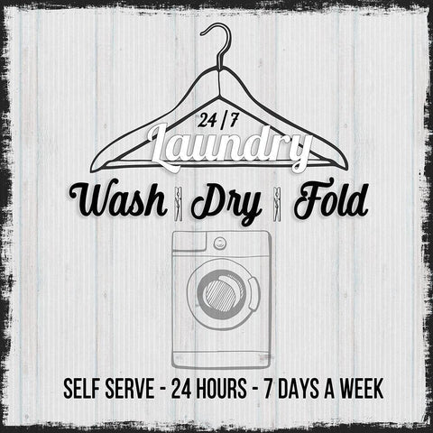 24/7 Laundry Black Modern Wood Framed Art Print by Jill, Susan