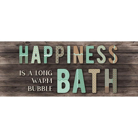 Happiness Bath White Modern Wood Framed Art Print by CAD Designs