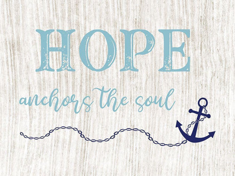 Hope Anchors White Modern Wood Framed Art Print with Double Matting by CAD Designs