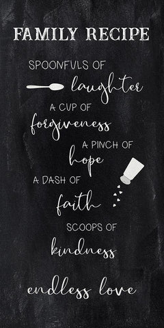 Family Recipe Black Ornate Wood Framed Art Print with Double Matting by Robinson, Carol