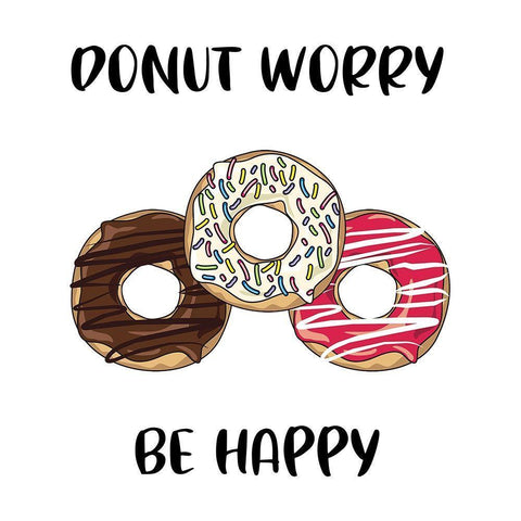 Donut Worry White Modern Wood Framed Art Print with Double Matting by Murray, Amanda
