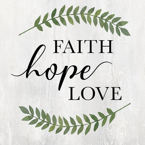 Faith Hope Love White Modern Wood Framed Art Print by Knutsen, Conrad