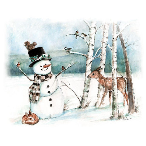 Snow Friends White Modern Wood Framed Art Print by Manning, Ruane