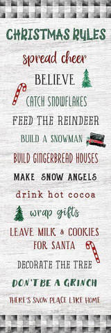 Gingham Christmas Rules Black Ornate Wood Framed Art Print with Double Matting by Carpentieri, Natalie