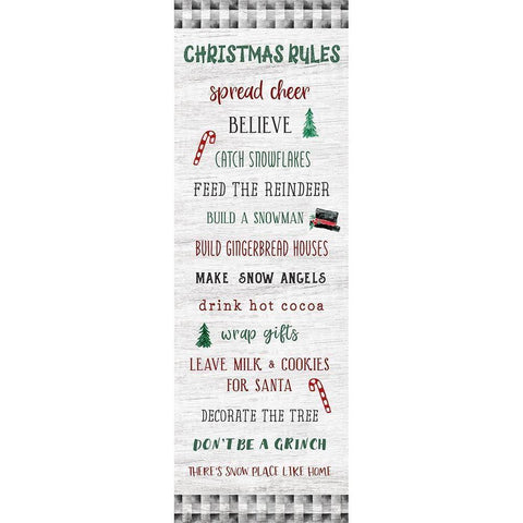 Gingham Christmas Rules Black Modern Wood Framed Art Print by Carpentieri, Natalie