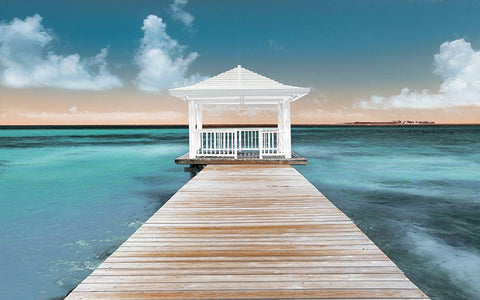 Nassau Point White Modern Wood Framed Art Print with Double Matting by Adams, Peter