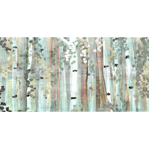 Spring Birch Meadow Gold Ornate Wood Framed Art Print with Double Matting by Jill, Susan