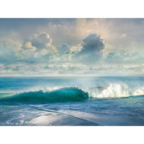 Watching the Waves Black Modern Wood Framed Art Print by Calascibetta, Mike