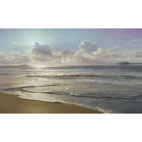 Westside Beach Gold Ornate Wood Framed Art Print with Double Matting by Calascibetta, Mike