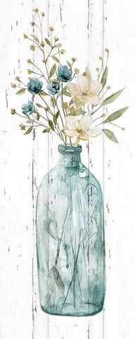 Farmhouse Flower Bouquet I White Modern Wood Framed Art Print with Double Matting by Robinson, Carol