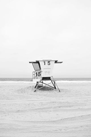 Mission Beach White Modern Wood Framed Art Print with Double Matting by Carpentieri, Natalie