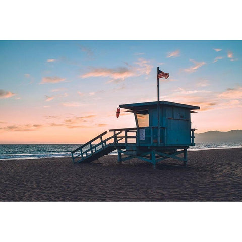 Santa Monica Lifeguard Black Modern Wood Framed Art Print with Double Matting by Carpentieri, Natalie