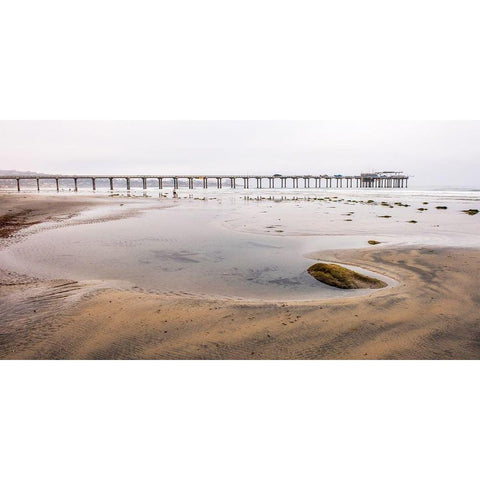 Scripps Pier Black Modern Wood Framed Art Print by Hawkins, Peter