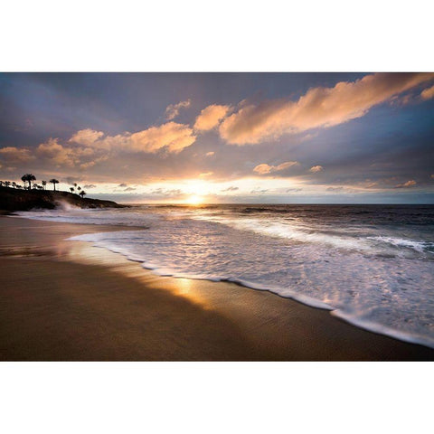 Sunset Beach Gold Ornate Wood Framed Art Print with Double Matting by Jaynes, William D.