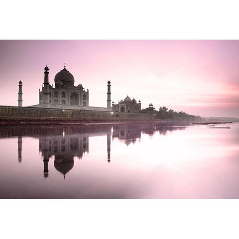 Taj Mahal from Yamuna River Gold Ornate Wood Framed Art Print with Double Matting by Delimont, Danita