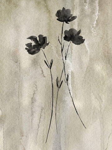 Sumi-e Silhouette III White Modern Wood Framed Art Print with Double Matting by Knutsen, Conrad