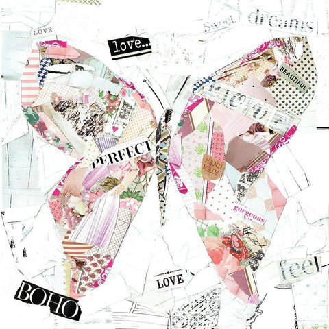 Boho Butterfly White Modern Wood Framed Art Print with Double Matting by Pope, Kate and Elizabeth