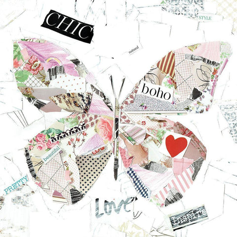 Chic Butterfly White Modern Wood Framed Art Print by Pope, Kate and Elizabeth