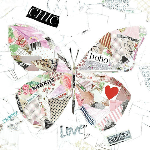 Chic Butterfly White Modern Wood Framed Art Print with Double Matting by Pope, Kate and Elizabeth