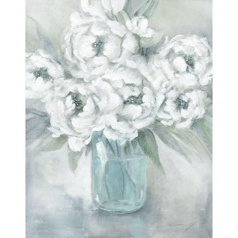 Peaceful Peonies Black Modern Wood Framed Art Print by Robinson, Carol