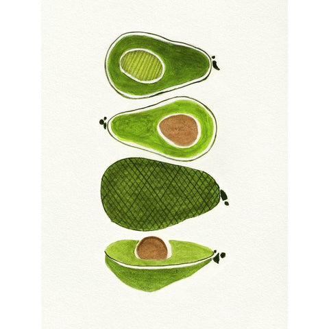 Avocados Black Modern Wood Framed Art Print with Double Matting by Tava Studios