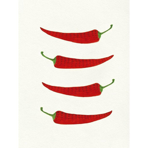 Hot Peppers Black Modern Wood Framed Art Print with Double Matting by Tava Studios