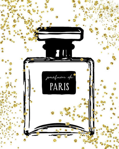 Glitter Perfume I White Modern Wood Framed Art Print with Double Matting by Robinson, Carol