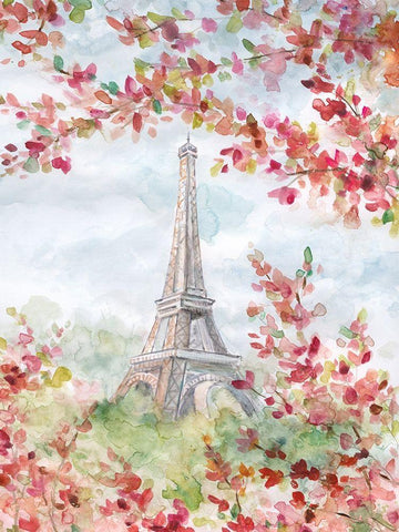 Springtime in Paris Black Ornate Wood Framed Art Print with Double Matting by Robinson, Carol