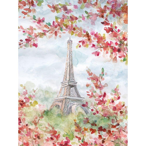 Springtime in Paris Black Modern Wood Framed Art Print with Double Matting by Robinson, Carol